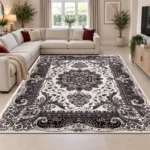Rada Cream traditional floral rug 240 x 320 cm, medium pile with jute backing, in a living room