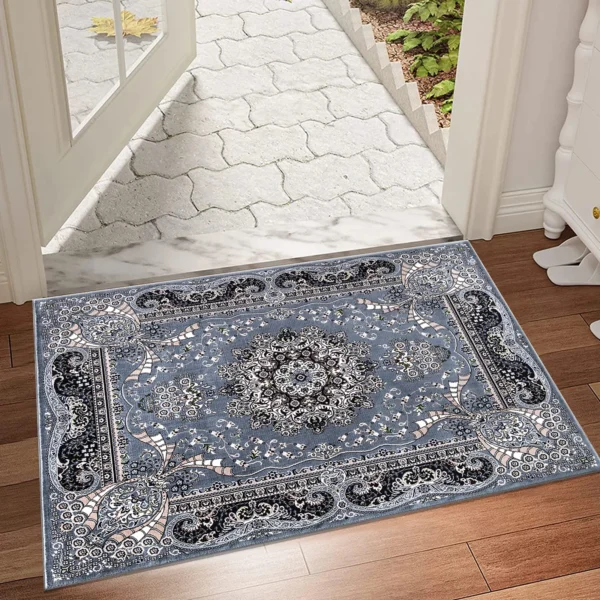 Rada Traditional Floral Rug Grey 60 x 110 cm Rada Grey traditional floral rug 60 x 110 cm, medium pile with jute backing, in a living room